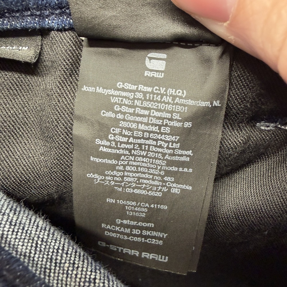 G-Star Raw Rackam 3D Skinny Jeans Mens 38x34 Blue Slim Stretch Denim Moto Biker - Picture 9 of 11